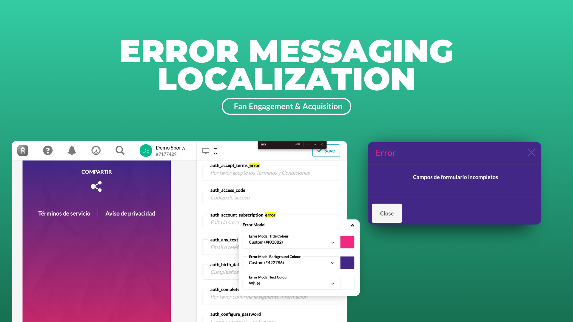 Error messaging is now fully customizable.