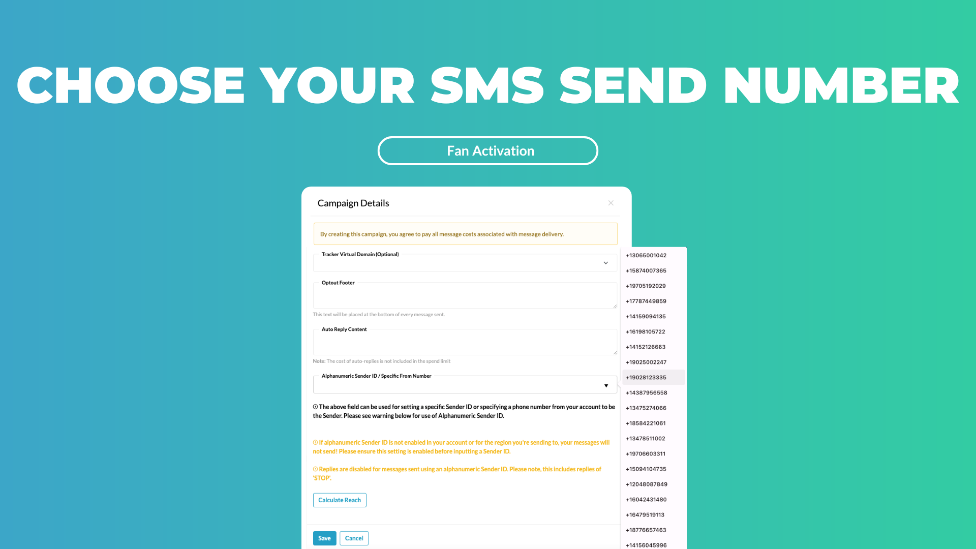 Choose which number your SMS comes from