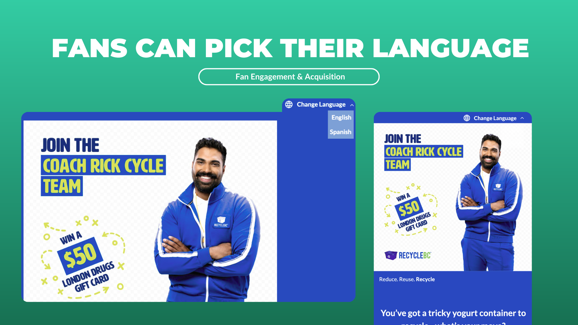Fans can pick their language on Engagement Campaigns