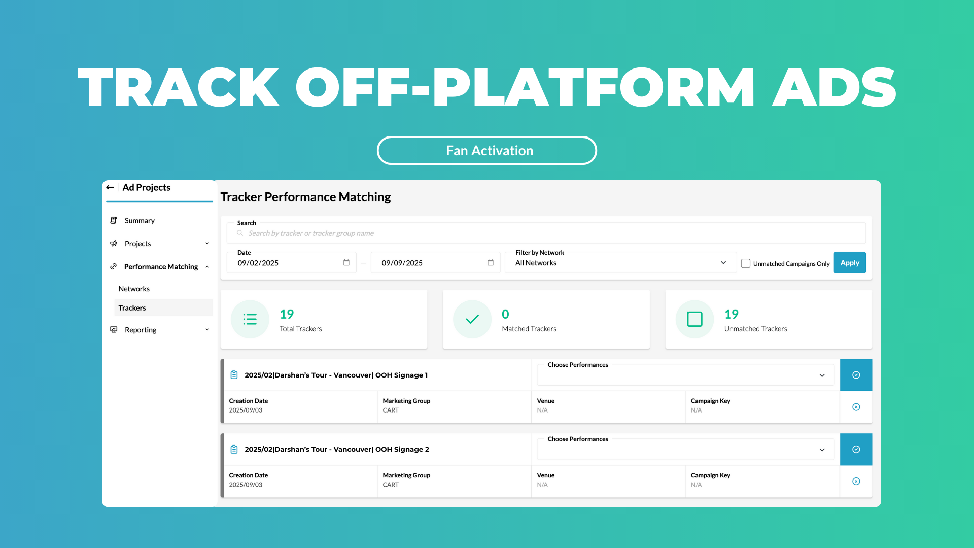 Tracker Matching on Performance Reports